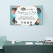 Rustikales türkisfarbenes Holz und Federn Arrow Bo Banner (Messeveranstaltung)