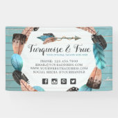 Rustikales türkisfarbenes Holz und Federn Arrow Bo Banner (Horizontal)