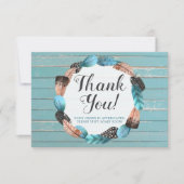 Rustikales türkisfarbenes Holzfederhalter Arrow Da Einladung (Vorderseite)