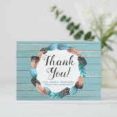 Rustikales türkisfarbenes Holzfederhalter Arrow Da Einladung (Stehend Vorderseite)