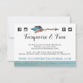 Rustikales türkisfarbenes Holzfederhalter Arrow Da Einladung (Rückseite)