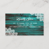 Rustikales türkisfarbenes Holzkornholz Schönheit Visitenkarte (Rückseite)