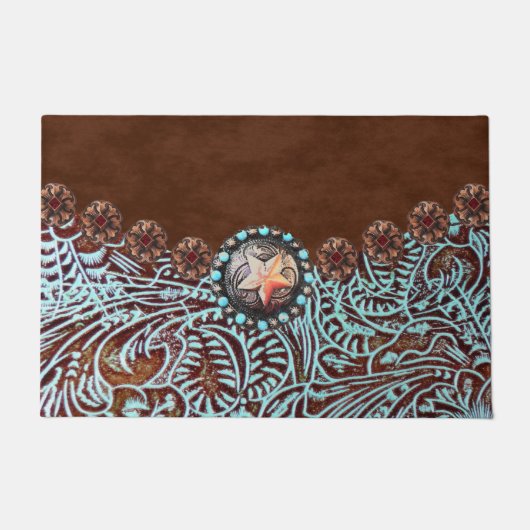 Rustikales, türkisfarbenes Western Fußmatte (Vorderseite)