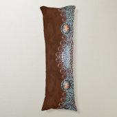 Rustikales, türkisfarbenes Western Seitenschläferkissen (Vorderseite Vertikal)