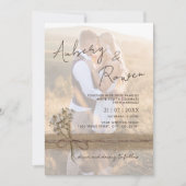 Rustikales Twine Burlap Wildblume Boho Foto Weddin Einladung (Vorderseite)