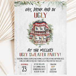 Rustikales Ugly Sweater Christmas Party Einladung