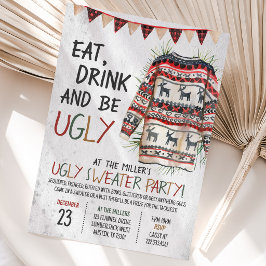 Rustikales Ugly Sweater Christmas Party Einladung