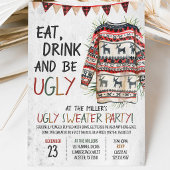 Rustikales Ugly Sweater Christmas Party Einladung
