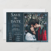 Rustikales und einfaches Foto | Blau Save the Date (Vorderseite)