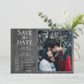 Rustikales und einfaches Foto | Graue Save the Dat Date (Stehend Vorderseite)