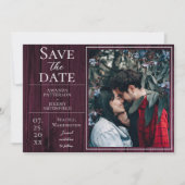 Rustikales und einfaches Foto | Magenta Save the D Date (Vorderseite)
