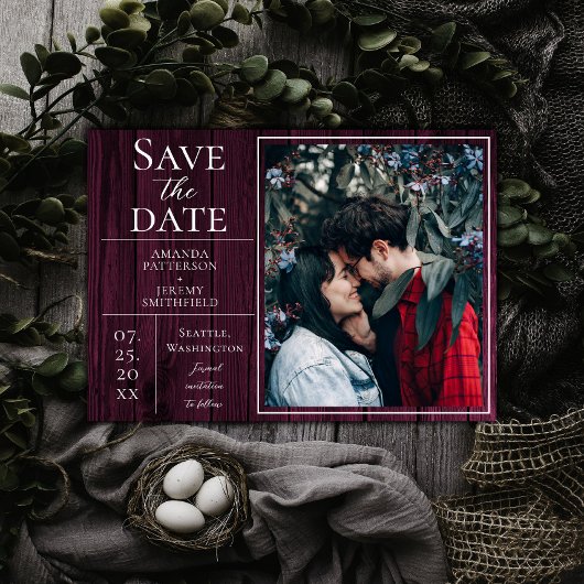 Rustikales und einfaches Foto | Magenta Save the D Date