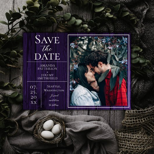 Rustikales und einfaches Foto | SAVE THE DATE LILA
