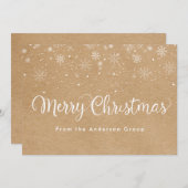 Rustikales Unternehmen für Schneeflocken Feiertagskarte (Vorne/Hinten)