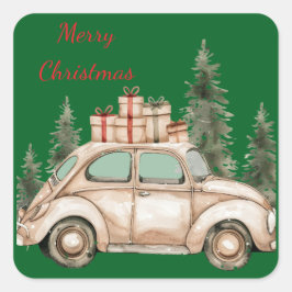 Rustikales Urlaubsauto Quadratischer Aufkleber