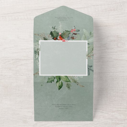 Rustikales Urlaubserlebnis Grün & Rote Berries Abe All In One Einladung (Außenbereich)