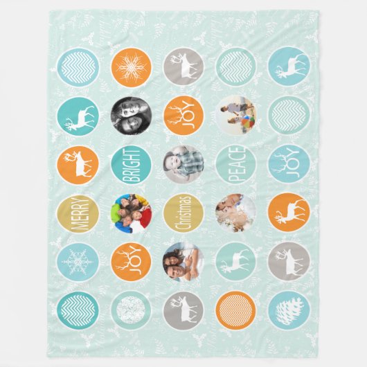 Rustikales Urlaubsmuster Weihnachtsfamilien Fotos Fleecedecke (Vorderseite)