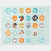 Rustikales Urlaubsmuster Weihnachtsfamilien Fotos Fleecedecke (Vorderseite (Horizontal))