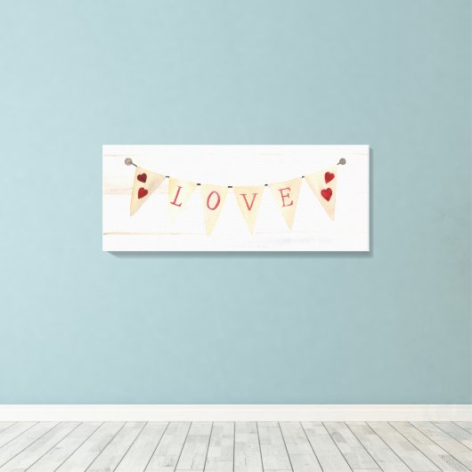 Rustikales Valentinbanner II Leinwanddruck (Insitu (Holzboden))
