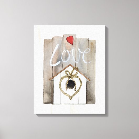 Rustikales Valentine Birdhouse Leinwanddruck (Vorderseite)