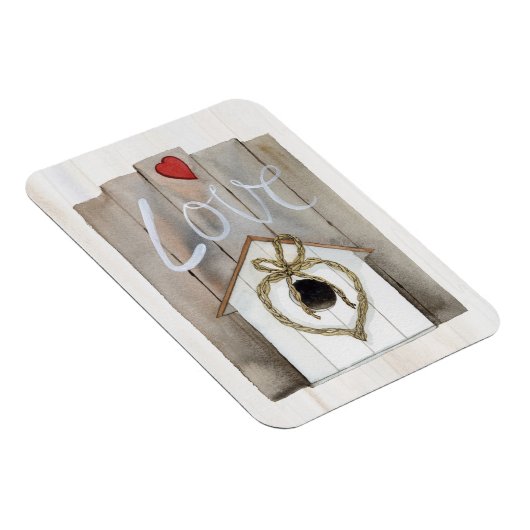 Rustikales Valentine Birdhouse Magnet (Rechte Seite)