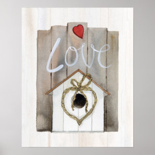 Rustikales Valentine Birdhouse Poster