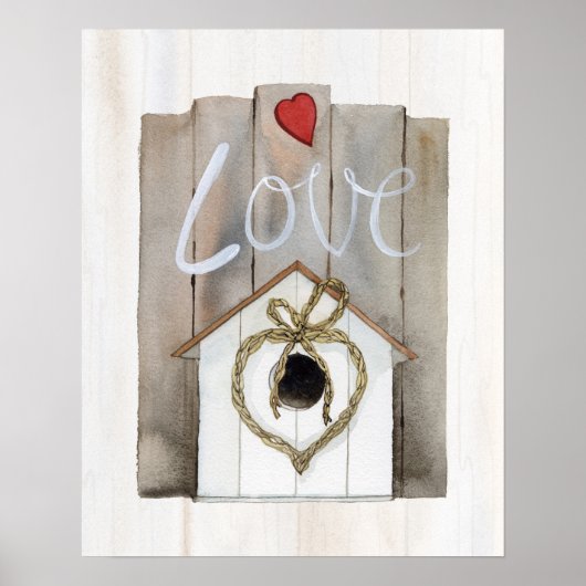 Rustikales Valentine Birdhouse Poster (Vorne)