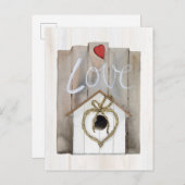 Rustikales Valentine Birdhouse Postkarte (Vorne/Hinten)
