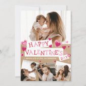 Rustikales Valentinfoto Collage Hearts Kunsthandwe Feiertagskarte (Vorderseite)