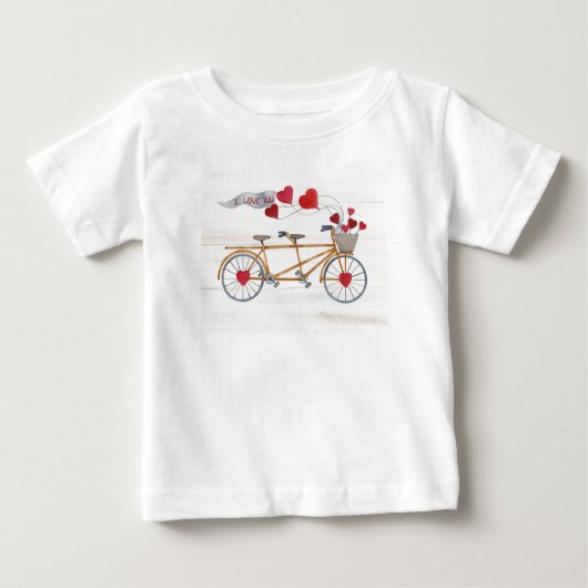 Rustikales Valentinsgruß-Fahrrad errichtet für Baby T-shirt (Vorderseite)