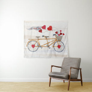 Rustikales Valentinsgruß-Fahrrad errichtet für Wandteppich