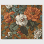 Rustikales verbranntes Orange Grün Botanisches Flo Geschenkpapier (Flach)