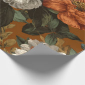 Rustikales verbranntes Orange Grün Botanisches Flo Geschenkpapier (Ecke)