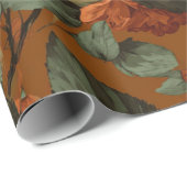 Rustikales verbranntes Orange Grün Botanisches Flo Geschenkpapier (Rolleneckpunkt)