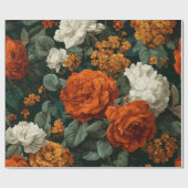 Rustikales verbranntes Orange Grün Botanisches Flo Geschenkpapier (Flach)