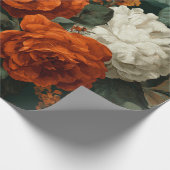 Rustikales verbranntes Orange Grün Botanisches Flo Geschenkpapier (Ecke)