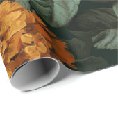 Rustikales verbranntes Orange Grün Botanisches Flo Geschenkpapier (Rolleneckpunkt)