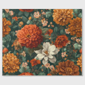 Rustikales verbranntes Orange Grün Botanisches Flo Geschenkpapier (Flach)