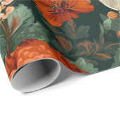 Rustikales verbranntes Orange Grün Botanisches Flo Geschenkpapier (Rolleneckpunkt)