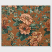 Rustikales verbranntes Orange Grün Botanisches Flo Geschenkpapier (Flach)