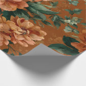 Rustikales verbranntes Orange Grün Botanisches Flo Geschenkpapier (Ecke)