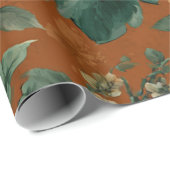 Rustikales verbranntes Orange Grün Botanisches Flo Geschenkpapier (Rolleneckpunkt)