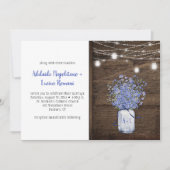 Rustikales Vergessen Me Nots Mason Jar String Ligh Einladung (Vorderseite)