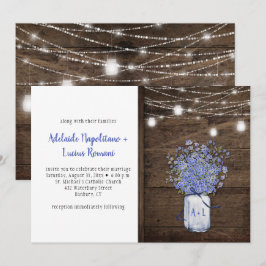 Rustikales Vergessen Me Nots Mason Jar String Ligh Einladung