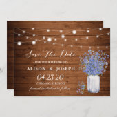 Rustikales Vergessen nicht ich Lichter Hochzeit sp Save The Date (Vorne/Hinten)