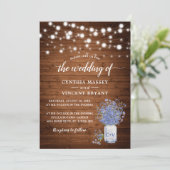 Rustikales Vergessen Sie mir nicht die Hochzeitsei Einladung (Stehend Vorderseite)