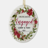 Rustikales Verlobtes Weihnachtsgeschenk Keramik Ornament (Rechts)