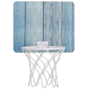 Rustikales verwittertes blaues Holz verschalt Mini Basketball Ring