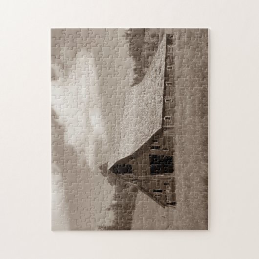 Rustikales verwittertes Scheunen-Puzzlespiel mit Puzzle (Vertikal)