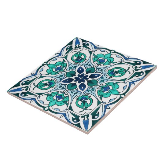 Rustikales Verziertes Grünmuster Fliese (Seite)